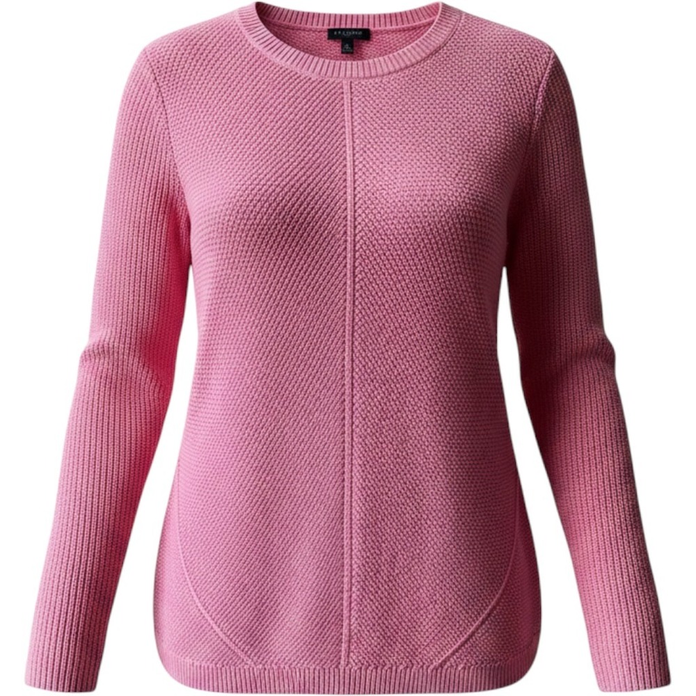 Talbots Pima Cotton Sweater Pink Textured Knit Crew Neck Classic Fit Petite S